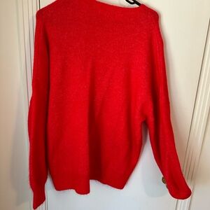 Balloon sleeve Red oversized sweater